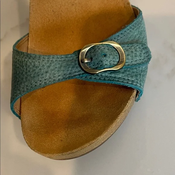 Dansko NEW Tricia Turquoise Blue Pebbled Leather Sandals EU 38/ US 7.5-8 - Picture 10 of 12
